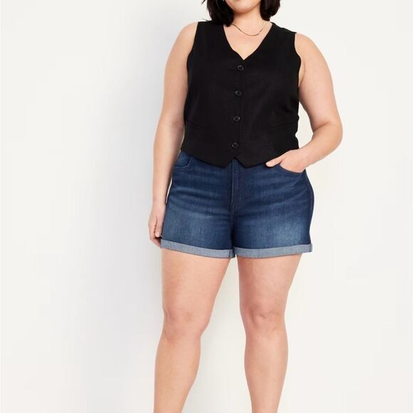 NWT Old Navy Blue WOW Jean Shorts with Rolled Hem - Picture 1 of 10